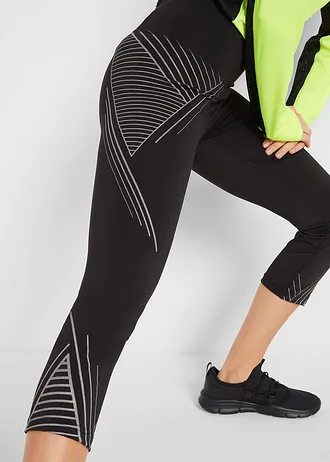 Sportovní legíny s kapsou, 3/4 délka • černá s grafickým potiskem • bonprix obchod