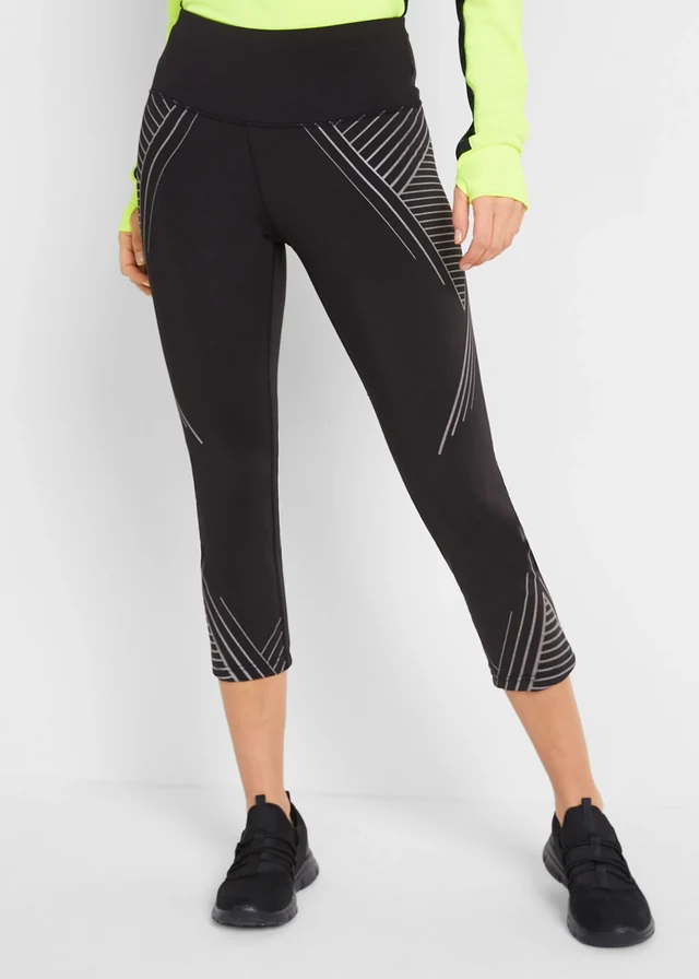 Legging de sport avec poche, longueur 3/4, Couleur: noir graphique