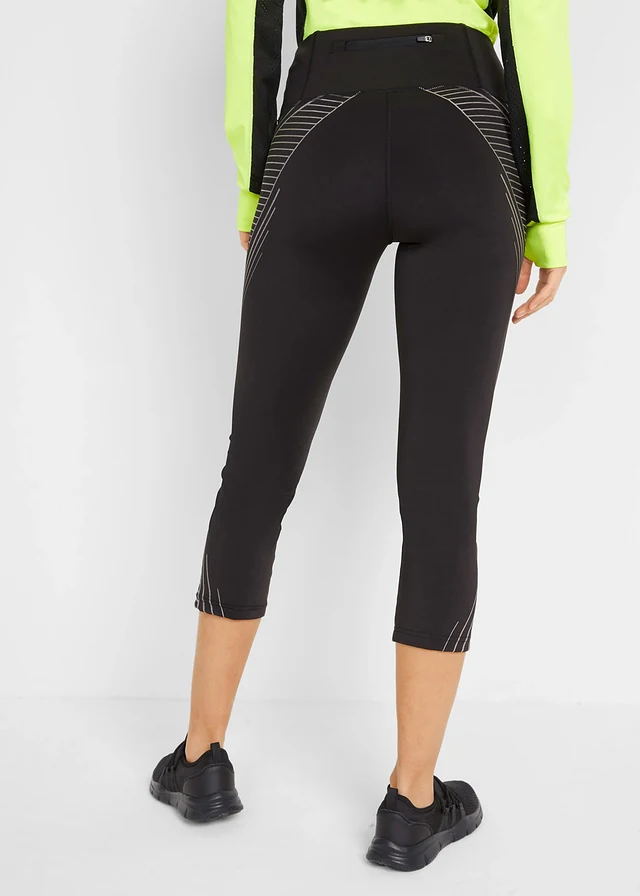 Legging de sport avec poche, longueur 3/4, Couleur: noir graphique
