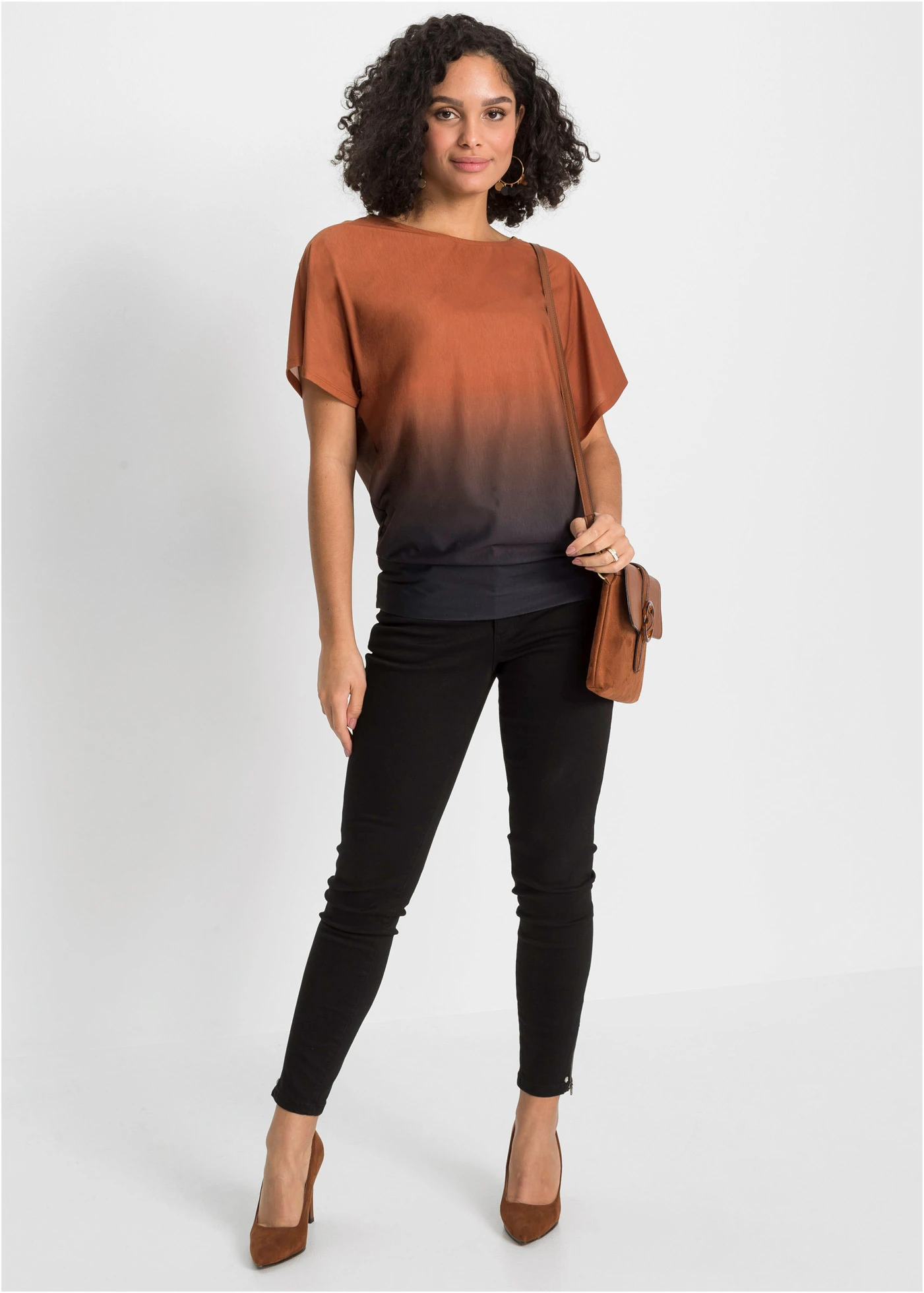 Shirt met kleurverloop • kastanjebruin-zwart • bonprix online shop