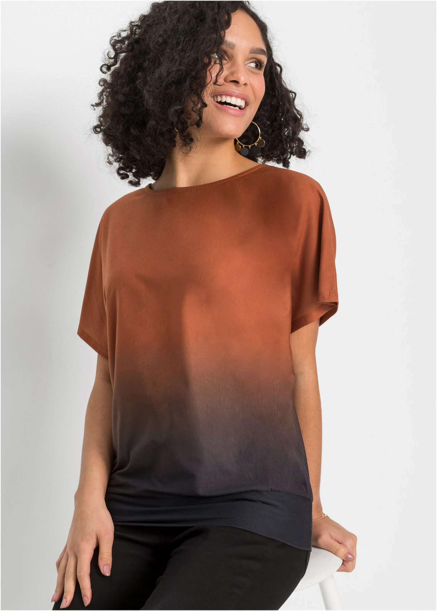Shirt met kleurverloop • kastanjebruin-zwart • bonprix online shop