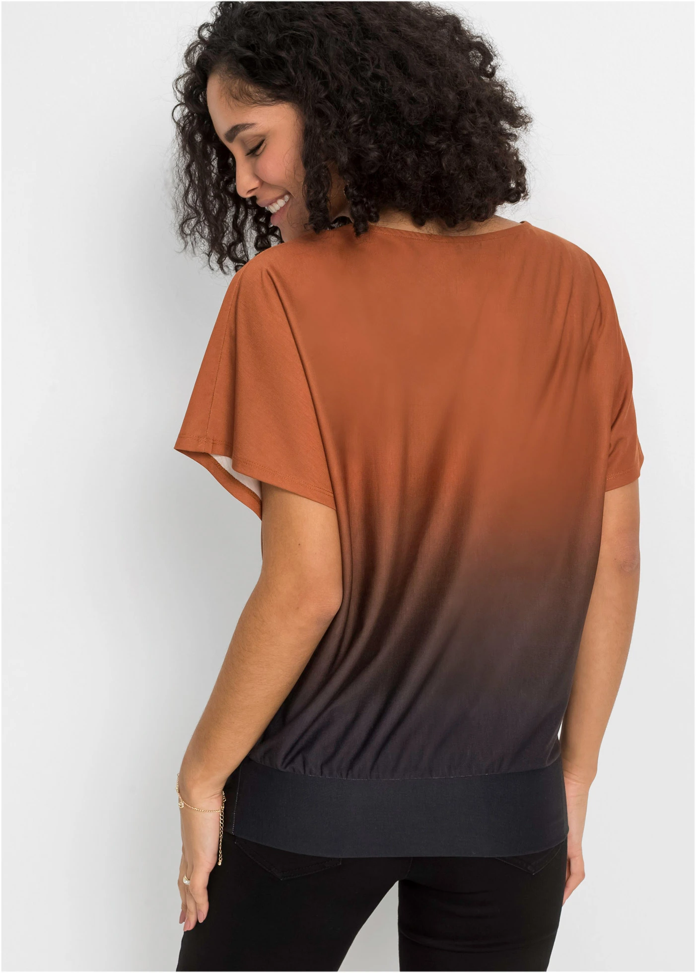 Shirt met kleurverloop • kastanjebruin-zwart • bonprix online shop