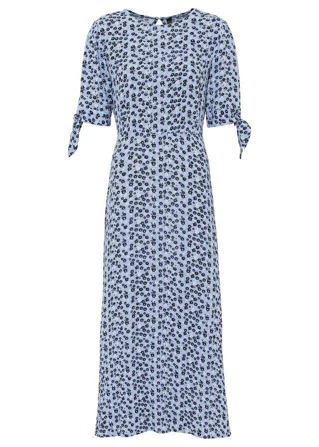 Robe midi • bleu perle fleurs • Boutique bonprix