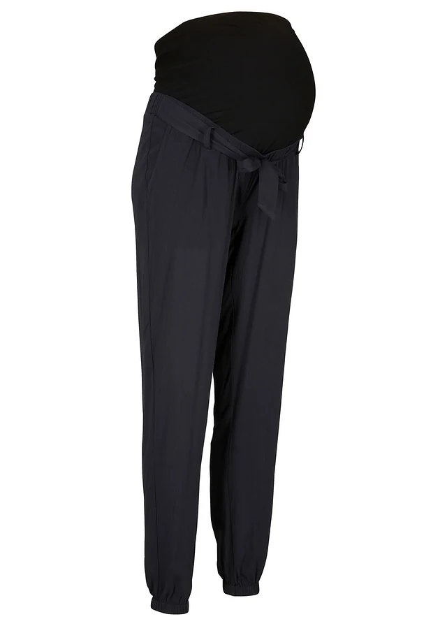 Zwangerschapsbroek van viscose, loose fit, Kleur: zwart