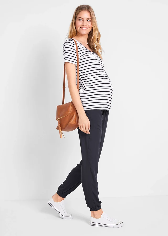 Zwangerschapsbroek van viscose, loose fit, Kleur: zwart