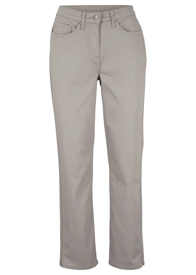 Pantaloni stretch cu talie medie, croială dreaptă pe picior