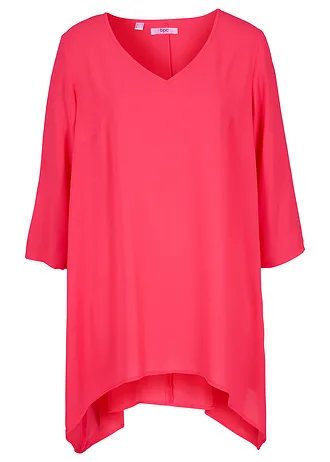 Wijde tuniek van viscose met puntige zijkanten, V-hals en 3/4 mouwen • paradijspink • bonprix online shop