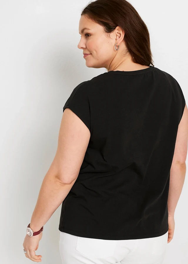 Shirt met bloemenprint, Kleur: zwart-wit-zilver gebloemd