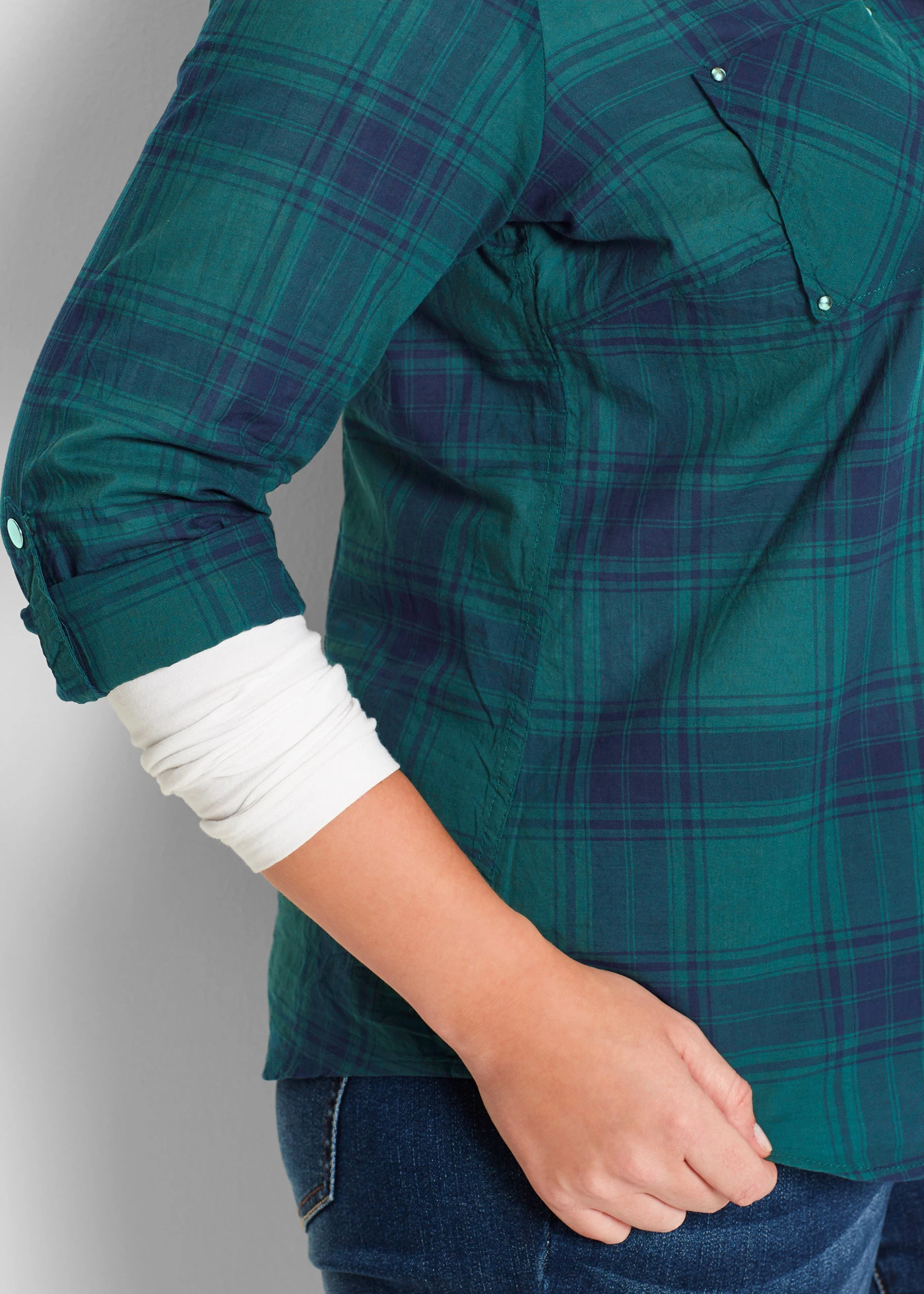 Kostkovaná košilová halenka z čisté bavlny • černá /bílá kostkované plus size • bonprix obchod