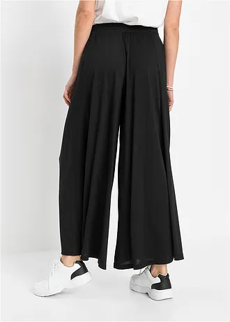 Žerzejové kalhoty Culotte se širokými nohavicemi • černá • bonprix obchod