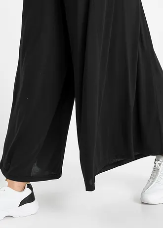 Žerzejové kalhoty Culotte se širokými nohavicemi • černá • bonprix obchod
