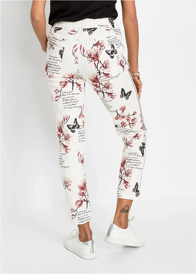 Pantalon en twill de coton extensible • blanc imprimé • product-page.page-title-suffix
