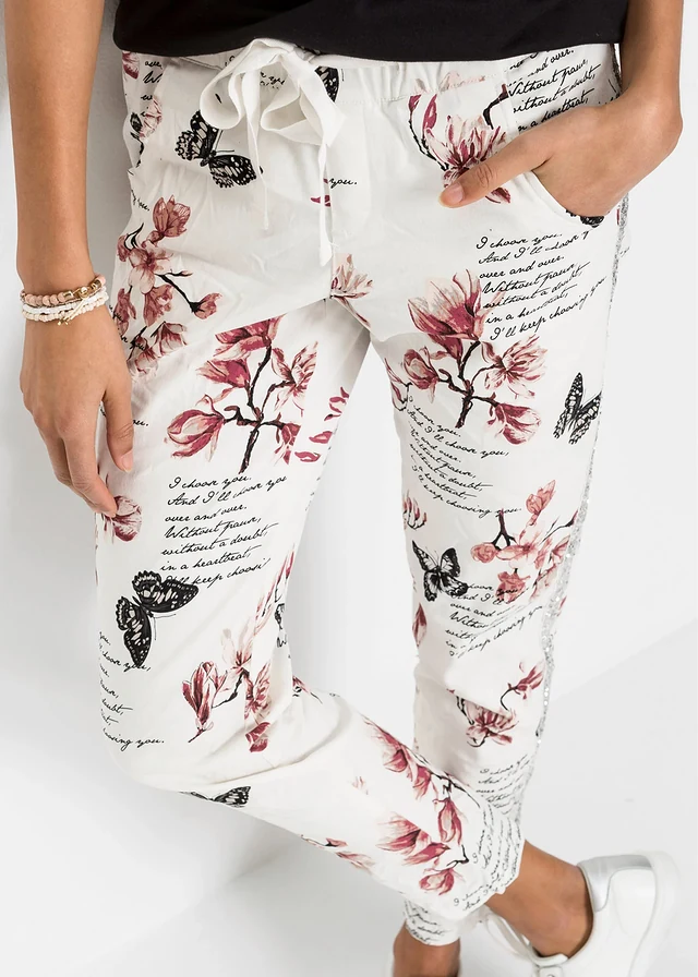 Pantalon en twill de coton extensible • blanc imprimé • product-page.page-title-suffix