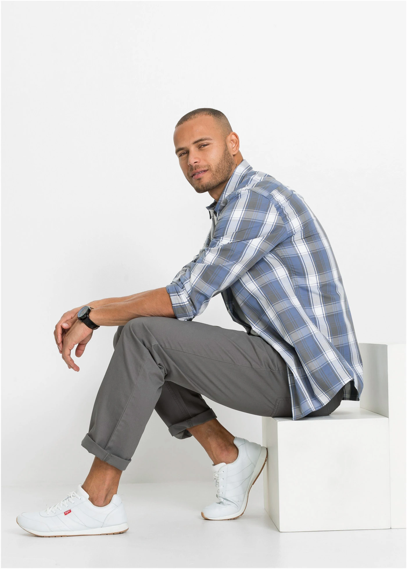 Regular fit broek, straight (set van 2) • donkerblauw+rookgrijs • bonprix online shop