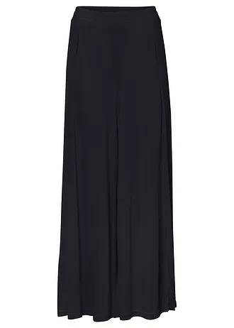 Žerzejové kalhoty Culotte se širokými nohavicemi • černá • bonprix obchod
