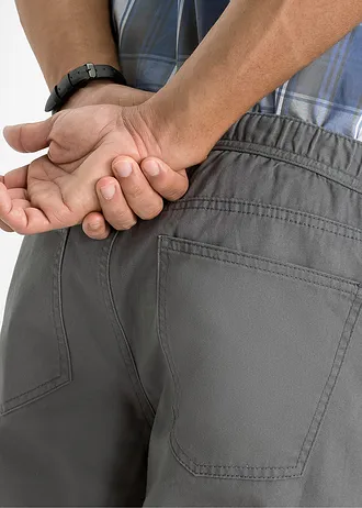 Lot de 2 pantalons regular, droits à taille élastiquée • bleu foncé + gris fumé • Boutique bonprix