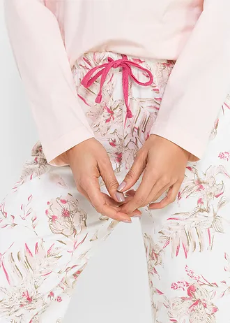 Pijama din bumbac organic 100% • roz-magnolie floral • magazin bonprix
