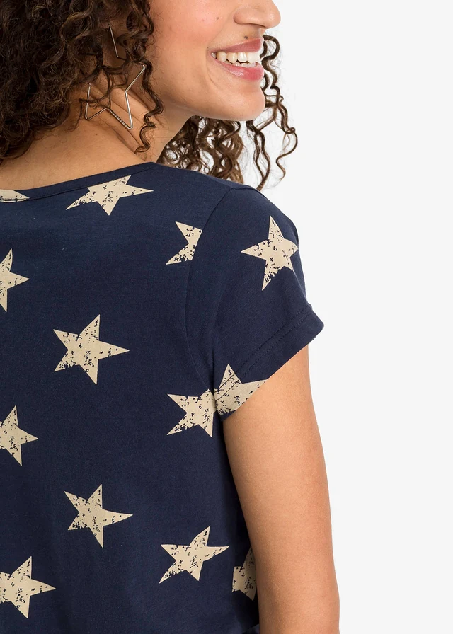 Shirt met sterrenprint • donkerblauw-beige gedessineerd • product-page.page-title-suffix