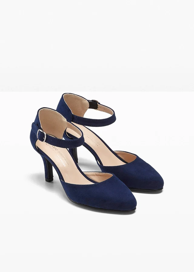 Escarpins à bride et talon fin, Couleur: bleu foncé