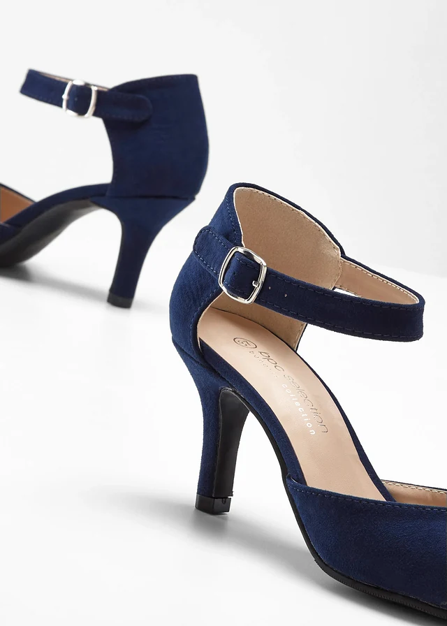 Escarpins à bride et talon fin, Couleur: bleu foncé
