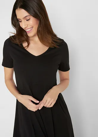 Robe midi en jersey coton • noir • Boutique bonprix