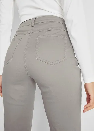 Strečové džíny s rovnými nohavicemi, Mid Waist • stříbrnošedá • bonprix obchod