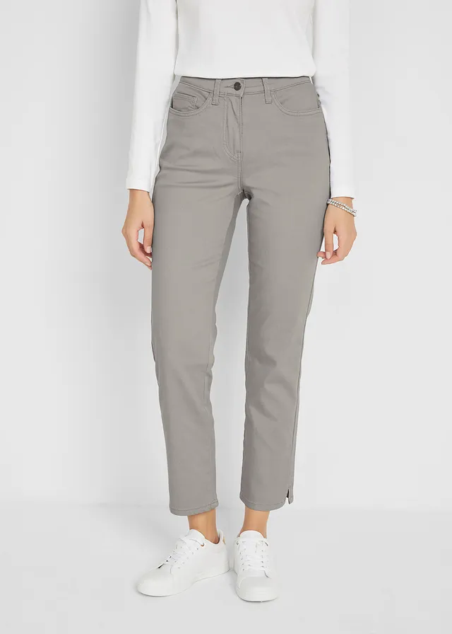 Stretch broek met rechte pijpen, mid waist • zilvergrijs • product-page.page-title-suffix