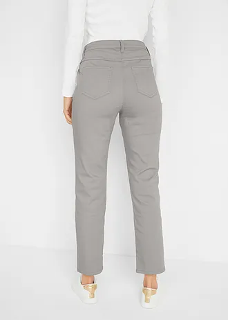Stretch broek met rechte pijpen, mid waist, Kleur: zilvergrijs