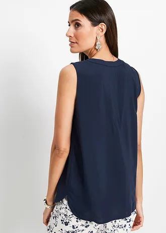Viscose top, Kleur: donkerblauw