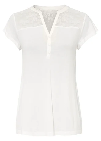 T-shirt col tunisien en viscose majoritaire