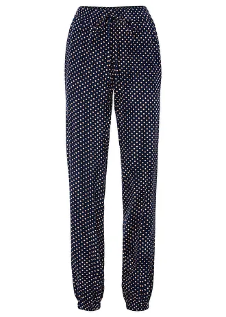 Kalhoty bez zapínání z čisté viskózy • tmavě modrá s grafickým vzorem • bonprix obchod