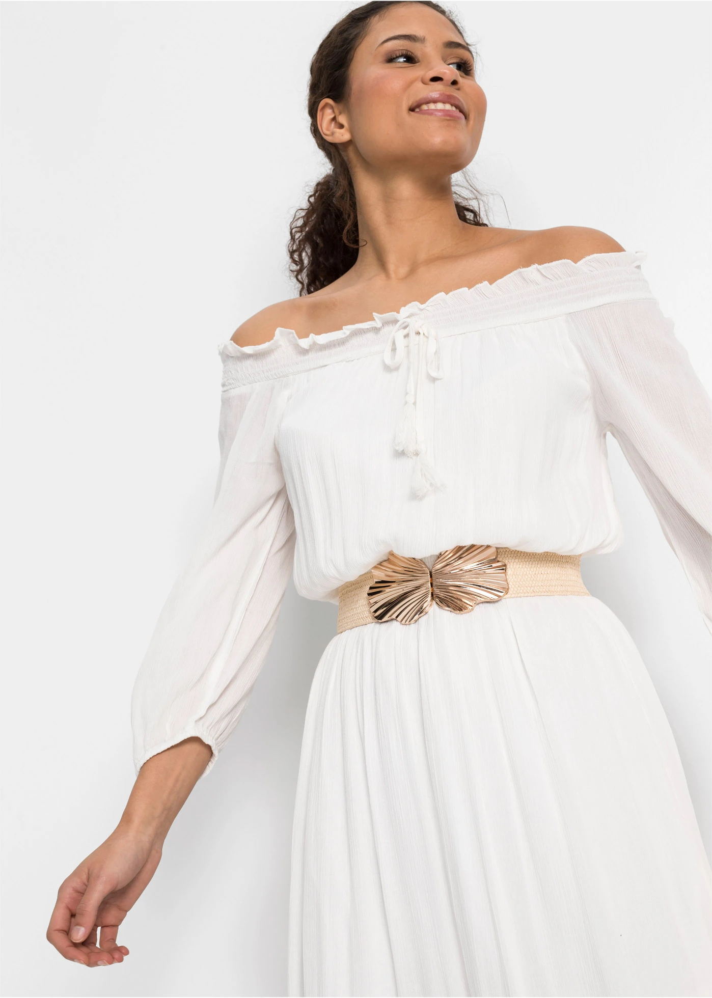 Ceinture extensible à boucle originale • écru/couleur dorée • Boutique bonprix