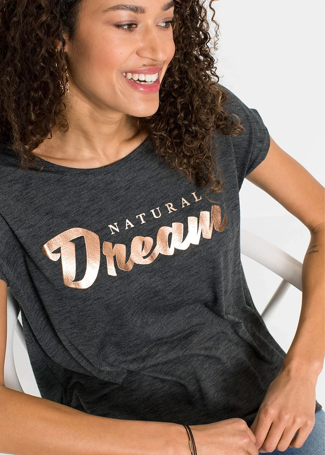 Longshirt van viscosemix • zwart gemêleerd met print • product-page.page-title-suffix