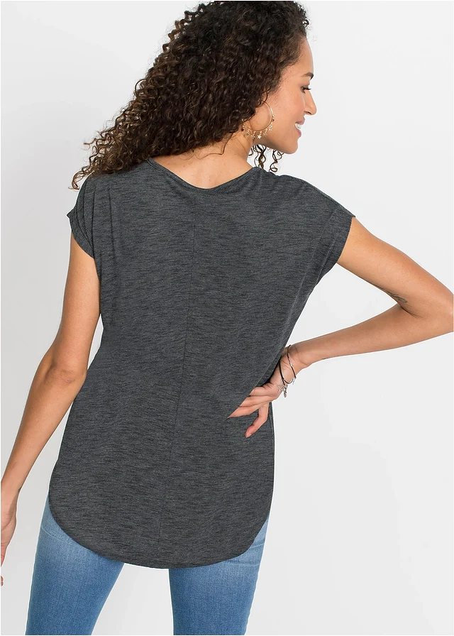 Longshirt van viscosemix • zwart gemêleerd met print • product-page.page-title-suffix