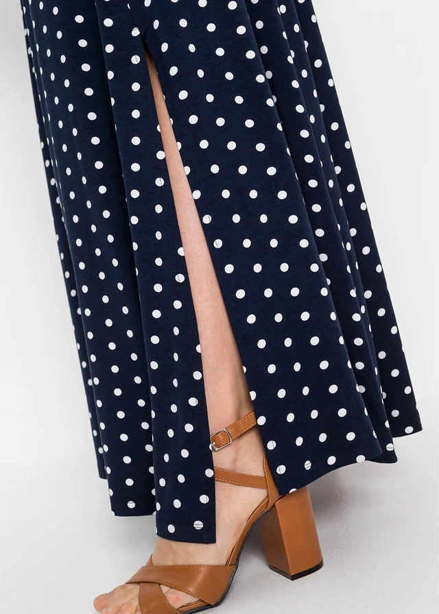 Maxi jurk van viscose • donkerblauw gestippeld • product-page.page-title-suffix
