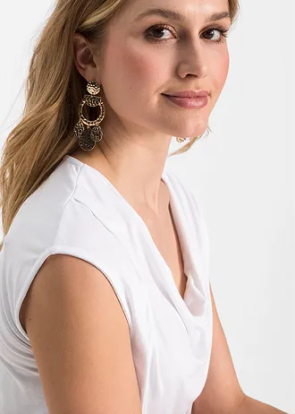 T-shirt col bénitier en viscose extensible • blanc • Boutique bonprix