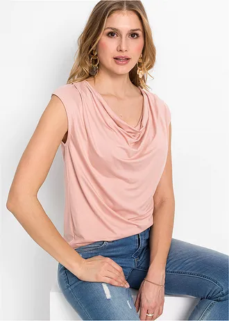 T-shirt col bénitier en viscose extensible • rose vintage • Boutique bonprix