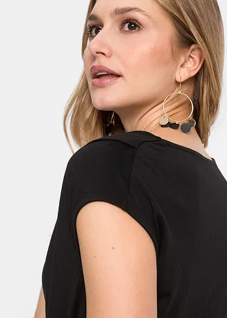 Shirt met watervalhals in een  viscosemix • zwart • bonprix online shop