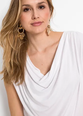 Shirt met watervalhals in een  viscosemix • wit • bonprix online shop