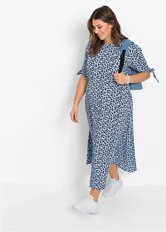 Rochie midi, culoare: albastru perlat înflorat
