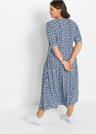 Rochie midi, culoare: albastru perlat înflorat