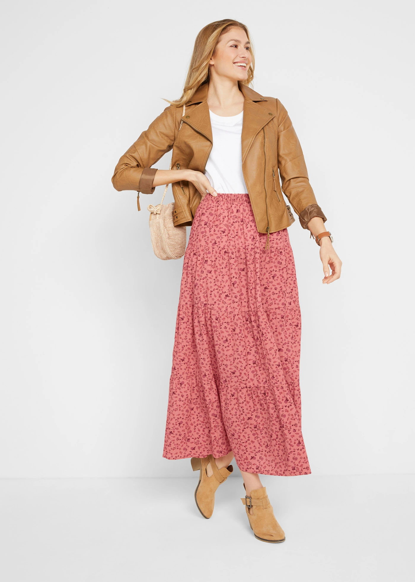 Maxi rok met volants • rabarber gebloemd • bonprix online shop