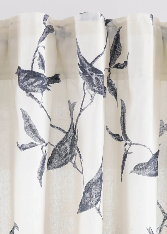 Oondorzichtig gordijn met print (1 stuk), Kleur: ecru - donkergrijs