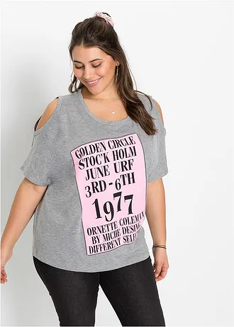 Shirt met cut-outs, Kleur: grijs