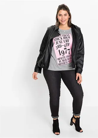 Shirt met cut-outs, Kleur: grijs