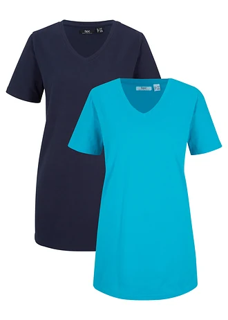 Longshirt met V-hals (set van 2)