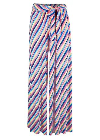 Jersey palazzo broek met comfortband en zijzakken, Kleur: mat pink / middernachtsblauw. / lichtgeel / babyblauw / roze / beige / blauw / lichtblauw gestreept