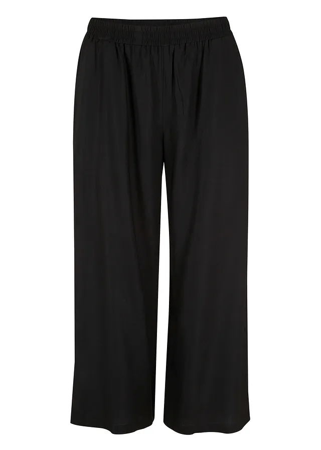 Pantaloni 3/4 cu talie comodă, din viscoză