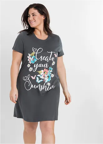 Rövid hálóing tiszta bio-pamutból (2 db-os csomag), szín: palaszürke-sötéttürkiz mintás