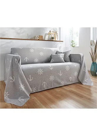 Kussenhoes met maritiem design (set van 2) • grijs/wit • bonprix online shop